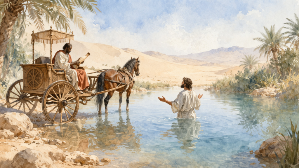 Acts 8 devotional — Philip baptizes the Ethiopian eunuch in the desert